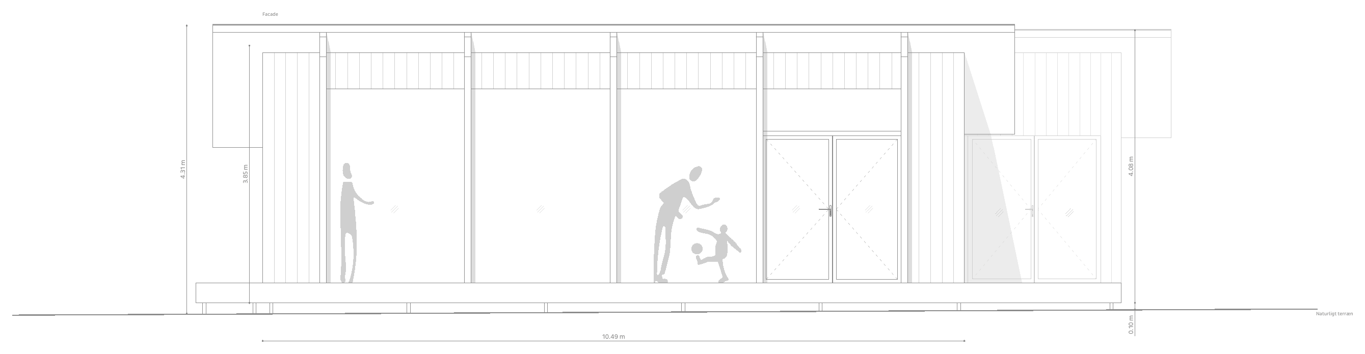 Rørvig – facade mod terrassen, tegning
