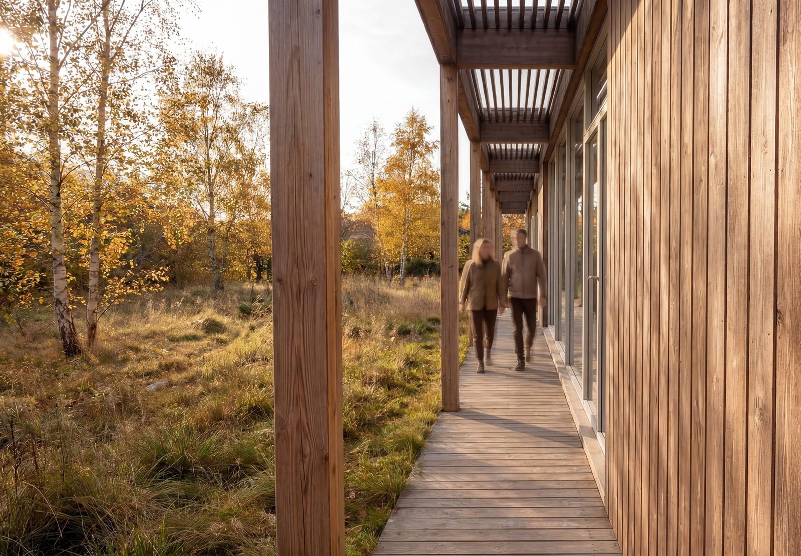 Lang – overdækket terrasse med trælameller