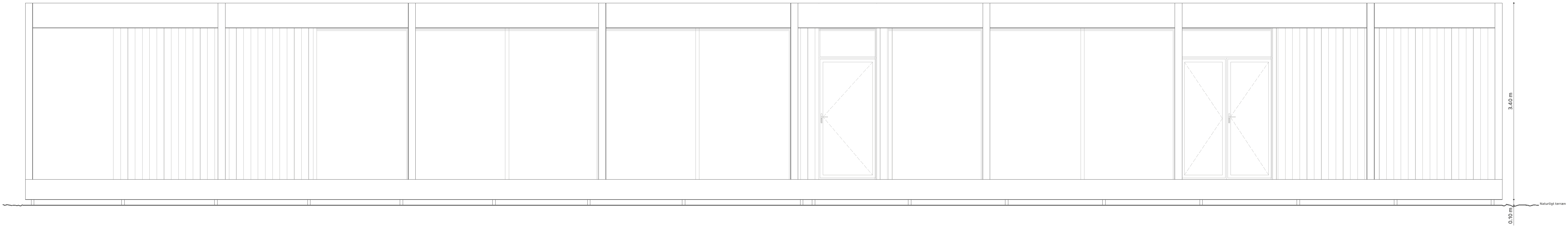 Lang – facade mod terrassen, tegning
