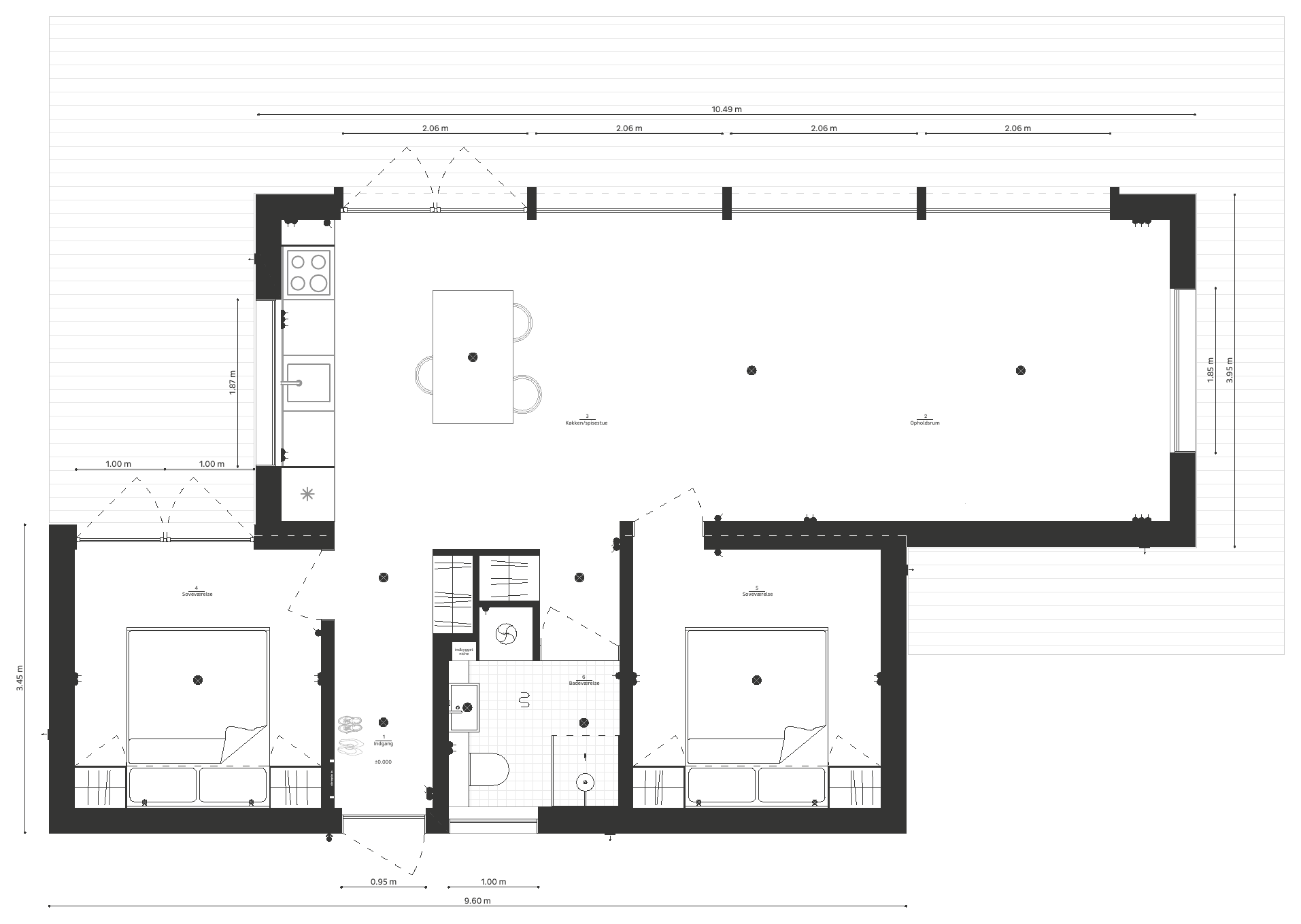Rørvig – grundplan, 73 m²